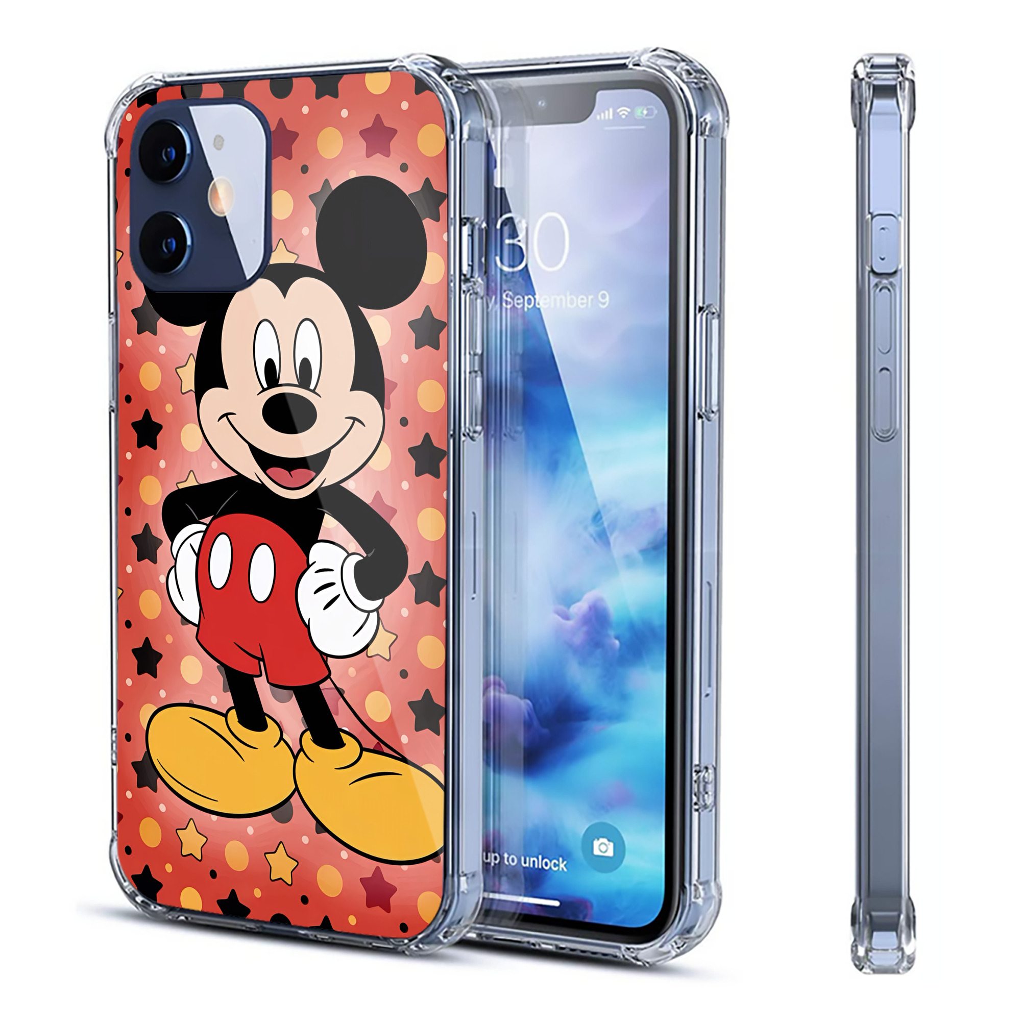 （画像用） ミッキーマウス Mickey Mouse 【iPhone 12シリーズ対応】透明スマホケース（クリアソフトケース）